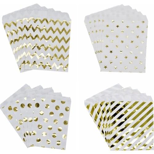 5pcs Gift Bags Paper Pouch Rose Gold Paper Food Safe Bags Birthday Wedding Party Favors Gift Bags Packing for Guests 13x18cm