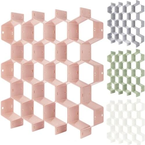 1 Set Drawer Partition DIY Honeycomb Shape High Quality PP Durable Sturdy Adjustable Clapboard Partition Home Space Separation