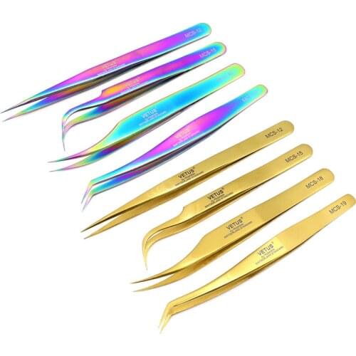 Vetus High Precision Eyelash Tweezers Excellent Closure 3D Volume Eyelash Tweezer Colorful Eye Makeup Tools