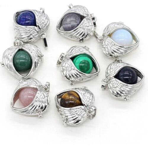 Natural Stone Metal Alloy Detachable Heart Shape Pendant Charms for Jewelry Making DIY Necklace Accessories Or Ms Gift 32x32mm