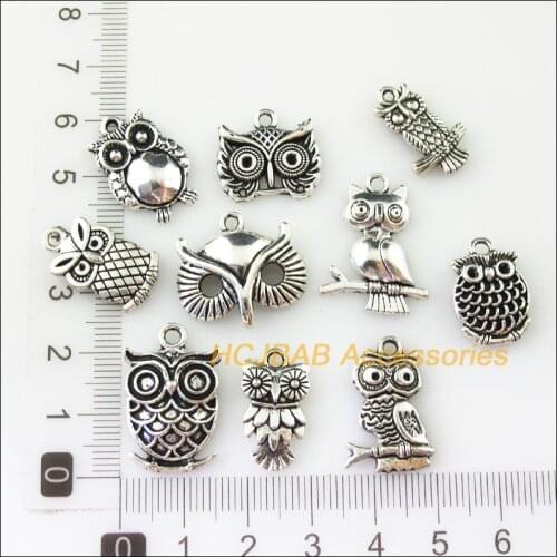 10Pcs Tibetan Silver Color DIY/ Animal Owl Birds Charms Pendants