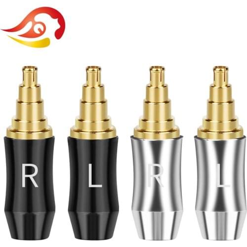 QYFANG 1Pair Gold Plated Beryllium Copper Earphone Pins For IE40 Pro Wire Connector Audio Jack Aluminum Alloy Shell Headset Plug