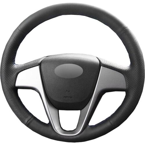Hand Sew Car Steering Wheel Cover Wrap Leather Suede Volant For Hyundai Solaris 2010-2016 i20 2008-2014 Accent 2012-2017 Verna