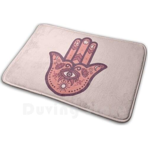 Rusty Brown | Hamsa Hand Amulet In Copper Carpet Mat Rug Cushion Soft Non - Slip Hamsa Khamsa Chamsa Hand Palm Palmistry
