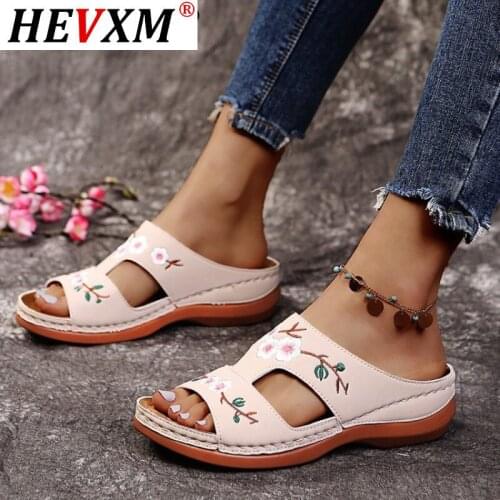 Summer Women Slippers Gladiator Flower Shoes Wedges Platform Flip Flops Beach Mules Ladies Slides Party Sandals Zapatos De Mujer