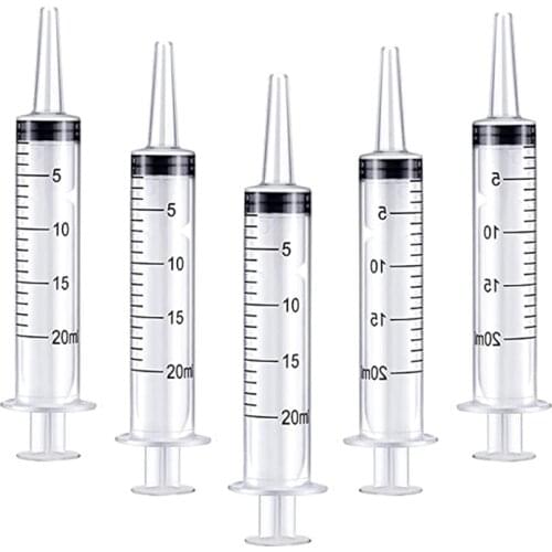 5Pcs 20ML Plastic Syringe Liquid Measuring Syringe with Measurement for Scientific Labs and Measuring Liquids Feeding Pets