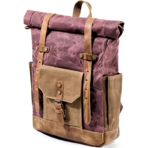 High Capacity Rider Motorcycle Saddle Bag Women Retro Casual Waterproof Rose Red Backpack Outdoor Cycling Side Luggage Bags