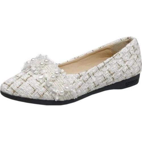 2021 Hot High Top Casual Shoes Women Cute Sweet Comfy Weave Loafers Female Spring Autumn Flat Pearls Shoes Tenis Feminino