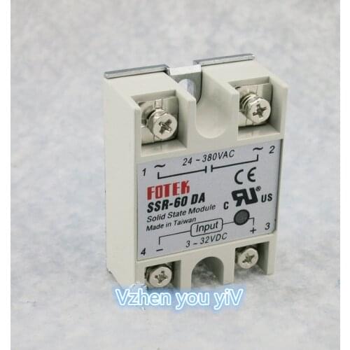 1pcs Free shipping solid state relay SSR-60DA actually 3-32VDC TO 24-380VAC AC SSR 60DA relay solid state