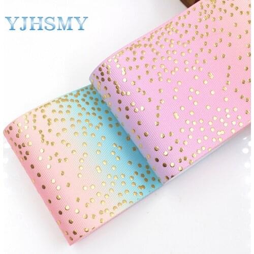YJHSMY G-18815-969,10 yards 75 mm Hot stamping grosgrain ribbons,DIY handmade Hair accessories wedding gift wrap Material