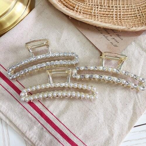 1Pc Full Imitation Pearls Hair Claw Pearl Hairpin Crab Fashion Retro Hair Clips Hair Accessories Women Girls Hair Styling Tool