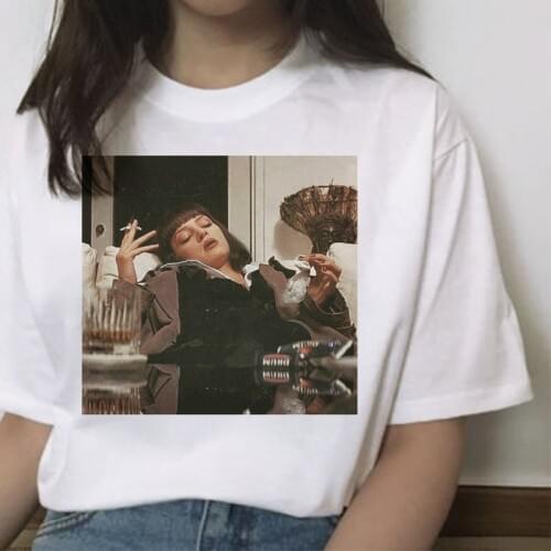 Pulp fiction t shirt women clothes harajuku female top tee shirts ulzzang graphic femme korean summer 90s mia Casual kawaii