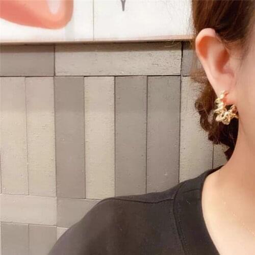 TIMEONLY Statement Spiral Meatl Hoop Earring Simple Korean Style Circle Earrings for Women Ladies Wedding Gift Accessories