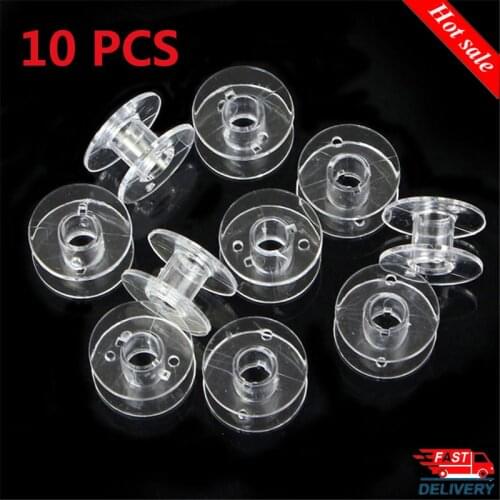 10 PCS / set Clear Plastic Bobbins For Brother Janome Singer Sewing Machine Wonderation Empty Bobbins Spools Home Sewing Tools