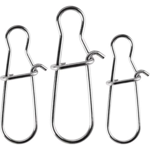 100 pcs Stainless Steel Fishing Snap Hooked Snap Pin Fastlock Clip Accessories Tackle for Barrel Swivel Lure hook Tackle