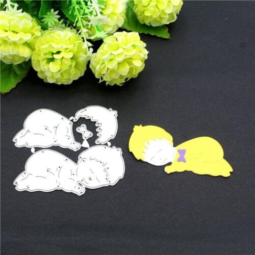2pcs Sleeping Babies Die Cuts New 2021 DIY Scrapbooking For Children Birthday Party Card Making Metal Stencil Cutting Dies