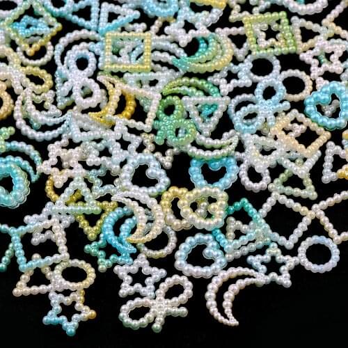20G/set Moon Star Heart Gradient Colors Mix Size ABS Hollow Pearl Loose Beads Clothes DIY Garment Beads Crafts About 180Pcs