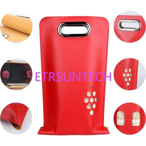 20pcs Double Hollow-out PU Leather Wine Tote Bag Red Vino Gift Box Wine Bottle Packaging Bags Wine Accessories ZA6939