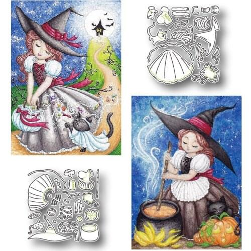 2021 new metal cutting mold halloween witch decoration background scrapbook greeting card DIY crafts embossing template stamp