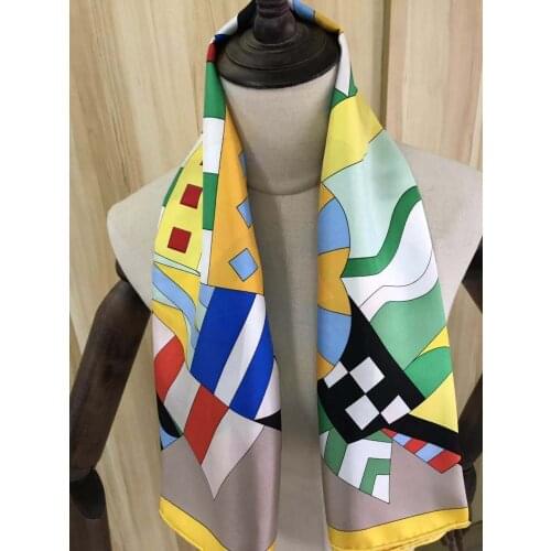 2021 new arrival spring summer yellow 100% pure silk scarf twill hand made roll 90*90 cm shawl wrap for women lady