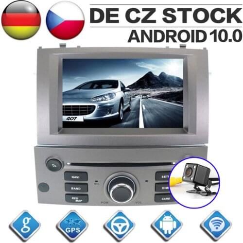 Android 10.0 System GPS Navigation CD DVD Player for Peugeot 407 2004-2010 Two Din Car AM FM Radio Multimedia 8Core Headunit