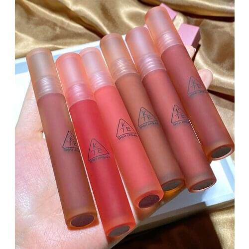 KTE Water Mist Lip Gloss Velvet Matte Mirror Lipstick Waterproof Nonstick-cup Red Color Render Female Lips Cosmetic Makeup TSLM1