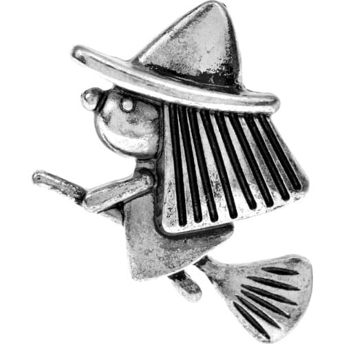 CINDY XIANG New Metal Halloween Broche Witch Riding A Broom Collar Brooch Pins Cute Magical Brooches Kids Friends Jewelry Gift