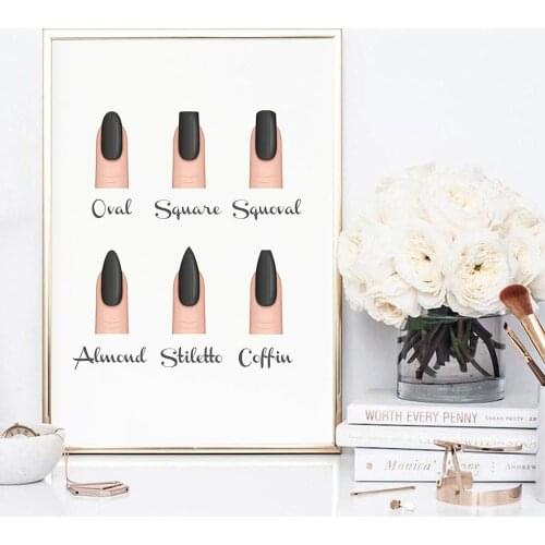 Nail Shape Guide Decorative Canvas Painting Poster Picture For Salon Beauty Shop Wall Decoration