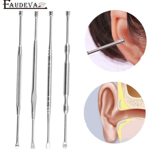 1PC Double-ended Stainless Steel Spiral Ear Pick Spoon Ear Wax Removal Cleaner Ear Tool Multi-function Portable Earpick