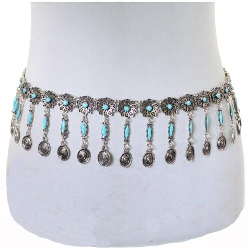 European and American Fashion Trend New Popular Punk Personality Retro Water Drop Gem Body Chain Waist Chain Girl Jewelry