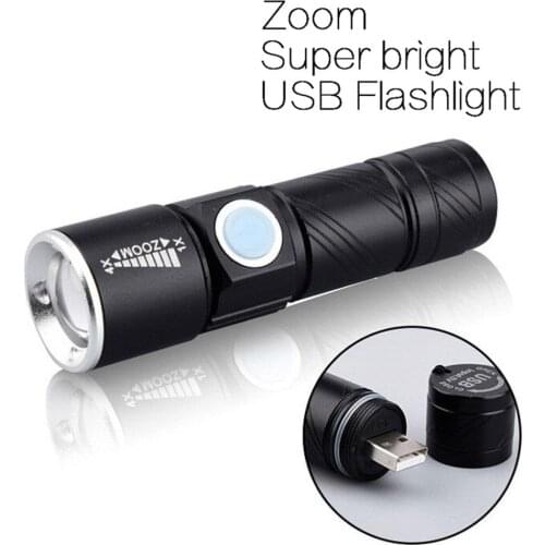 USB Built-in battery Rechargeable lasting Flashlight Q5 3 modes mini Zoom Light flash Waterproof Tactical Camping Bike Torch
