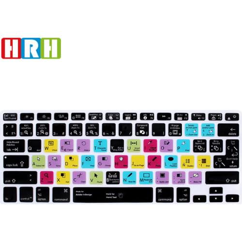 HRH InDesign Spanish Hotkey Shortcuts Silicone Keyboard Cover Protector Keypad Skin For Mac Air Pro Retina 13"15"17" EU/US