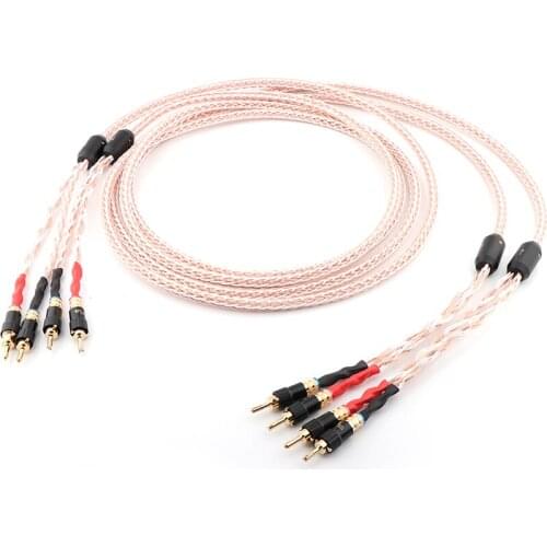 Pair Preffair HiFi Speaker Wire Speaker Cable with pailccs Banana Plugs 10AWG (OFC) Speaker wire
