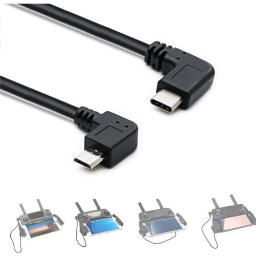 Micro USB to Type C Micro USB3.1 Data Cable 90 Degree Cord Angle OTG 1ft Right Cable Black