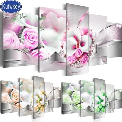 Yellow pink Green flowers rose full drill square diamond painting new 2019 round diamond embroidery mosaic diamond art,KUFWKEY