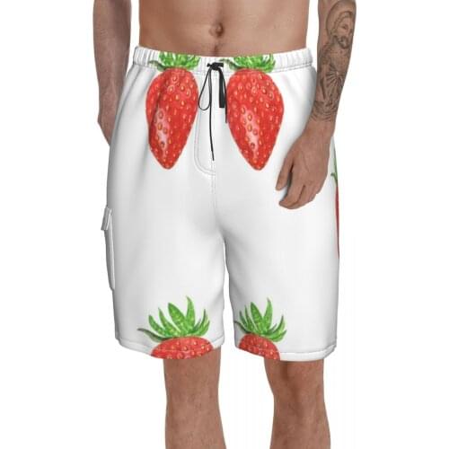 Strawberry Board Shorts Men Bathing Swimming Trunks Polyester Funny Swim Trunks