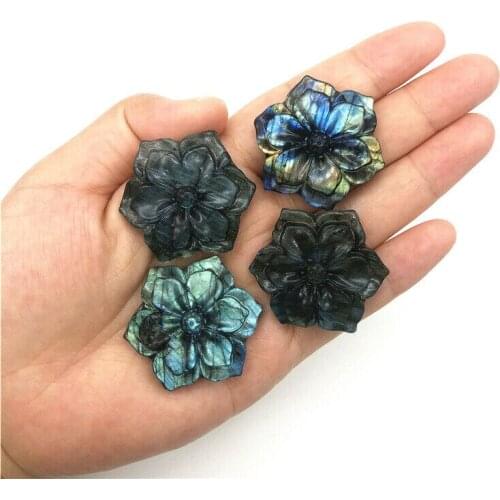Beautiful Natural Labradorite Bauhinia Shaped Crystal Flower Stones Hand Carved Crystal Healing Decor Natural Quartz Crystals