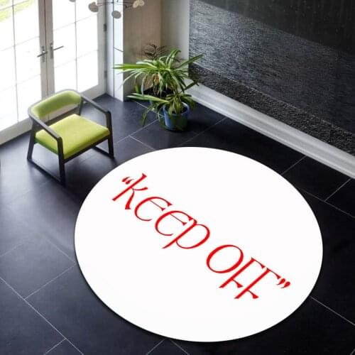 Keep Off Pattern Round Rug, White Round Carpet, Circle Area Rug, Modern Round Carpet, Popular Rug, Home Decoration
