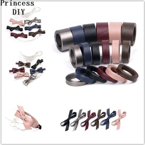 5Meters/Lot 10 16 30mm DIY Handmade Material Black Pink Color Faux Leather PU Ribbon 3/8'' Layering Hair Accessories Bow Craft