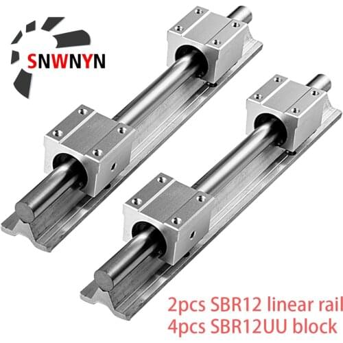 2pcs Linear Rail SBR12 Length 300 400 500 600 1000 1200 1300 1500mm Linear Guide SBR12 + 4pcs SBR12UU Linear Block For CNC Part