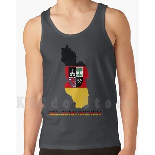 Carte / Blason De Gelsenkirchen Inscription Tank Tops Vest Sleeveless Schalke 04 Rhénanie Du Nord Westphalie Plan
