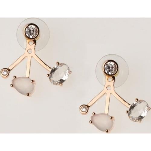 P91Amorita boutique Fashion Front and rear geometric design drop earrings