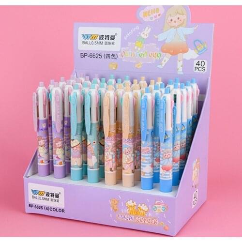 Cartoon Girl Boy 4 Colors Ballpoint Pen Cute Press Roller Ball pens 40 pcs/lot School Office Writing Supplies Stationery Gift