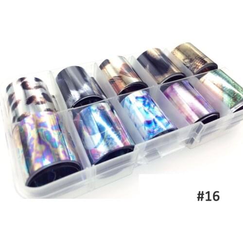 2.5*100cm 10pcs/box Holographic Nail Foil Set Transparent AB Color Diamond Starry Sky Nail Art Transfer Sticker Manicure