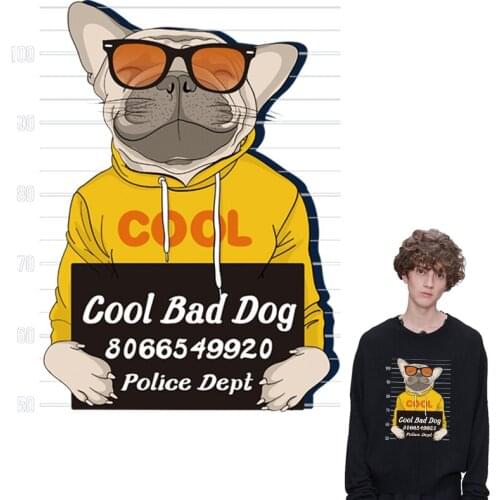 Cool Dog Patterns For Clothing Transfer Paper Heat Press Diy Hoodie Tops Hot Tear Patches For Backpack