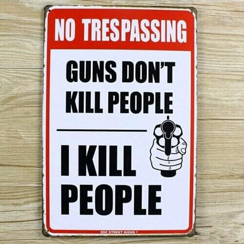 No Trespassing Tin Sign Wall Art Home Cafe Vintage Iron/Metal Paintings 20x30CM