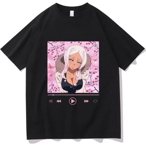 New Manga Fire Brigade of Flames T-shirt Princess Huohua Pattern Clothes Fire Force Tshirt Summer Oversized Mens Hip Hop T Shirt