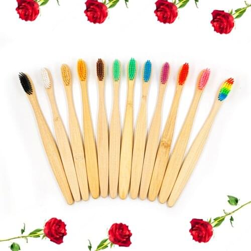 New adult family set environmentally friendly brush small head soft bamboo charcoal toothbrush 10 sticks biodegradable bamboo