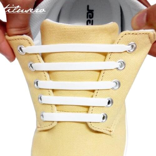 12pcs/lot Flat Silicone Shoelaces Elastic Shoe Laces Special No Tie Shoelace For Sneakers Quick Lacing System 11 Colors F084