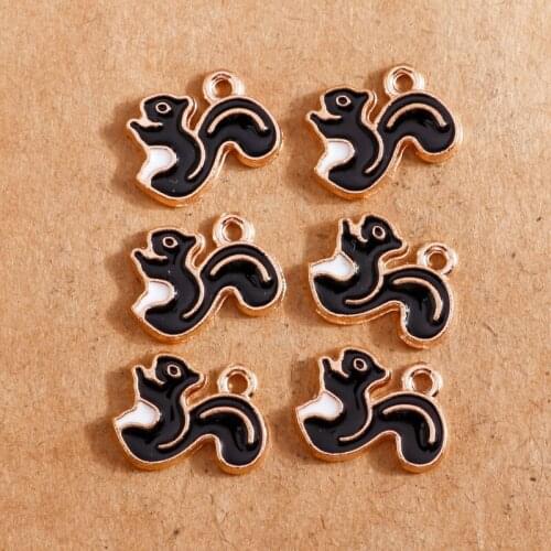 10pcs 14*14mm Enamel Animals Squirrels Charms for Jewelry Making Earring Pendant Bracelet Necklace Charms DIY Findings